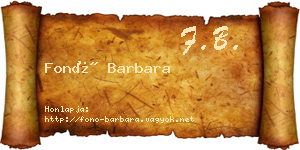 Fonó Barbara névjegykártya